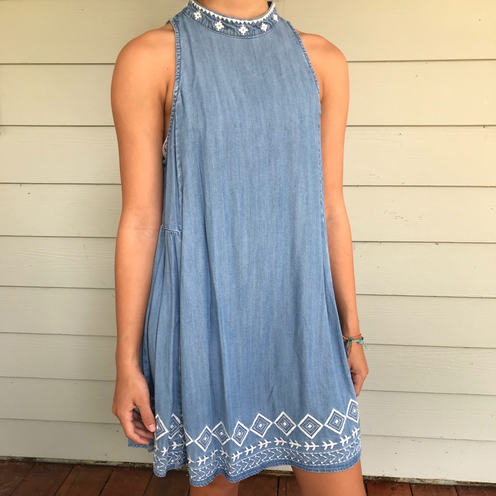 🔹SOLD🔹 Denim high neck mini dress